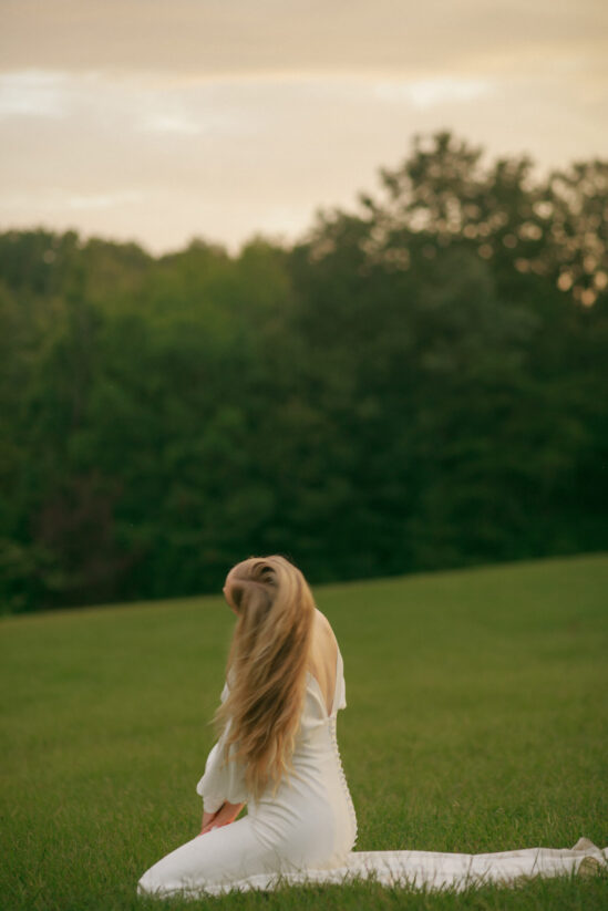 bride on a hillside